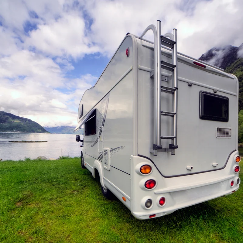 Motorhome parked by lake - Motorhome Insurance